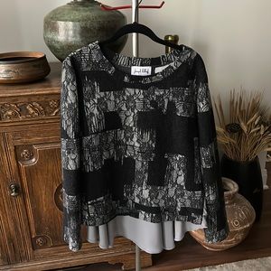 VINTAGE Joseph Ribkoff Patchwork Mixed Media Sweater Blouse